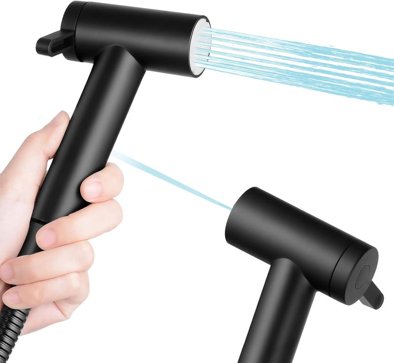 BDJM Handheld Bidet Sprayer for Toilet, Adjustable Water Pressure Control Rotary Switch with Bidet Hose, Exclusive Single Nozzle High Pressure Mode for Cleaning Stubborn Stains, Matte Black - Image 1